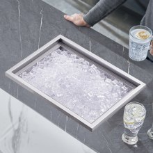Ladă de gheață VEVOR, 20"L x 14"W x 12"H Răcitor de gheață din oțel inoxidabil, Coș de gheață comercial cu capac, Bar de gheață de bucătărie în aer liber de 40 litri, țeavă de scurgere și dopul de scurgere incluse, pentru bere rece cu vin