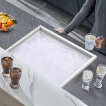Caixa de gelo VEVOR, 21 "L x 17" L x 18 "H refrigerador de gelo de aço inoxidável, recipiente de gelo comercial com tampa, barra de gelo para cozinha externa de 40 qt, tubo de drenagem e tampão de drenagem incluídos, para cerveja gelada