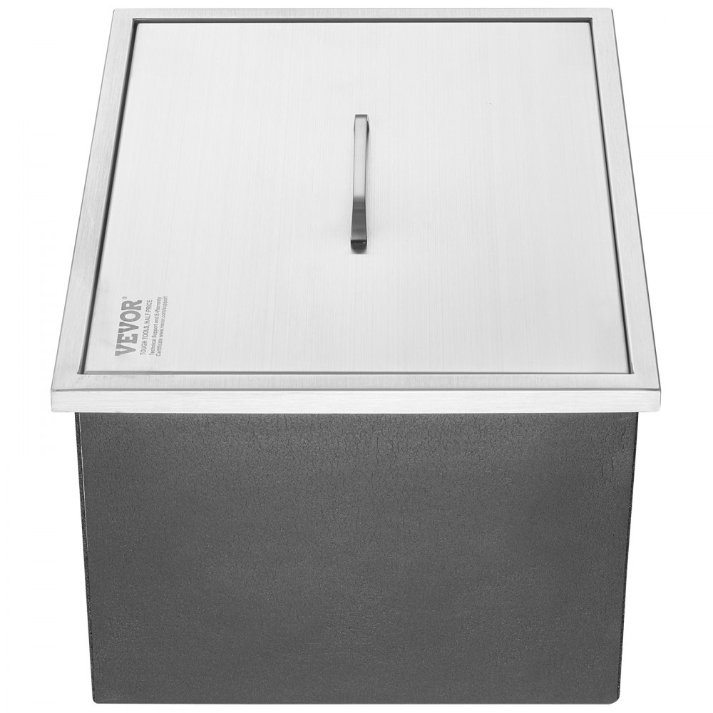 VEVOR Drop in Ice Chest, 22"L x 17"W x 12"H Stainless Steel Ice Cooler, Commercial Ice Bin with Cover, 40 qt Outdoor Kitchen Ice Bar, Drain-pipe and Drain Plug Included, for Cold Wine Beer