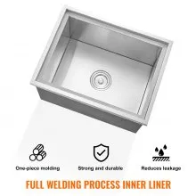 VEVOR Drop in Ice Chest, 22"L x 17"W x 12"H Stainless Steel Ice Cooler, Commercial Ice Bin with Cover, 40 qt Outdoor Kitchen Ice Bar, Drain-pipe and Drain Plug Included, for Cold Wine Beer