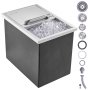 VEVOR Drop in Ice Chest, 18"L x 12"W x 14.5"H Stainless Steel Ice Cooler, Commercial Ice Bin with Sliding Cover, 40.9 qt Outdoor Kitchen Ice Bar, Drain-pipe and Drain Plug Included, for Cold Wine Beer