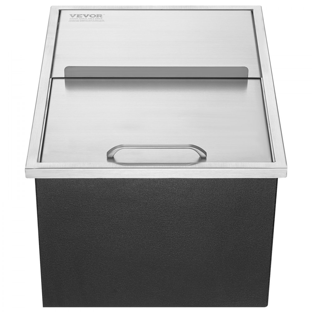 VEVOR Drop in Ice Chest, 24"L x 18"W x 13"H Stainless Steel Ice Cooler, Commercial Ice Bin with Sliding Cover, 40.9 qt Outdoor Kitchen Ice Bar, Drain-pipe and Drain Plug Included, for Cold Wine Beer