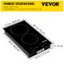 VEVOR Built-in Induction Electric Stove Top 12 Inch,2 Burners Electric Cooktop,9 Power Levels & Sensor Touch Control,Easy to Clean Ceramic Glass Surface,Child Safety Lock,110V