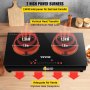 VEVOR Induction Cooktop, 24 inch 2 Burners, 2600W 110V Ceramic Glass Electric Stove Top with Sensor Touch Control, Timer & Child Lock Included, 9 Power Levels for Simmer Steam Slow Cook Fry