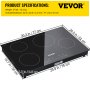 VEVOR Built-in Induction Electric Stove Top 30 Inch,4 Burners Electric Cooktop,9 Power Levels & Sensor Touch Control,Easy to Clean Ceramic Glass Surface,Child Safety Lock,240V