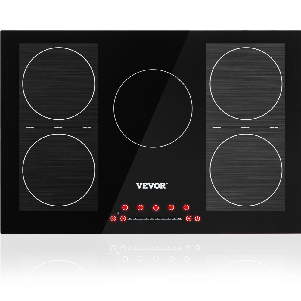 VEVOR Built-in Induction Electric Stove Top 30 Inch,5 Burners Electric Cooktop,9 Power Levels & Sensor Touch Control,Easy to Clean Ceramic Glass Surface,Child Safety Lock,240V