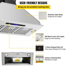 VEVOR Built-in Range Hood Insert Vent Hood 900CFM 36in Touch & Remote Control