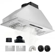 VEVOR Insert Range Hood, 900CFM 4-Speed, 36 Inch Stainless Steel Built-in Kitchen Vent with Touch & Remote Control LED Lights Baffle Filters, Ducted/Ductless Convertible, ETL Listed