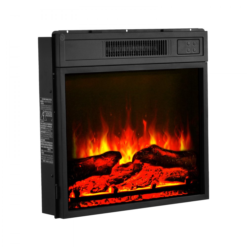 Chimenea eléctrica VEVOR de 45 cm para empotrar en la pared con 3 niveles de brillo de llama ajustables, temporizador de 24 horas y control remoto, calefactor de interior con protección contra sobrecalentamiento, 5000 BTU, color negro