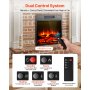 Chimenea eléctrica VEVOR de 45 cm para empotrar en la pared con 3 niveles de brillo de llama ajustables, temporizador de 24 horas y control remoto, calefactor de interior con protección contra sobrecalentamiento, 5000 BTU, color negro