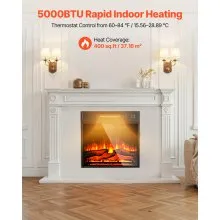 VEVOR 18in Electric Fireplace Insert Wall Recessed Heater Remote 5000BTU Black