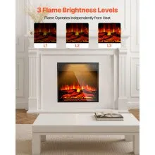 VEVOR 18in Electric Fireplace Insert Wall Recessed Heater Remote 5000BTU Black