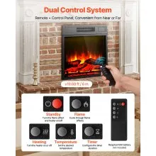 VEVOR 18in Electric Fireplace Insert Wall Recessed Heater Remote 5000BTU Black
