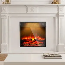 VEVOR 18in Electric Fireplace Insert Wall Recessed Heater Remote 5000BTU Black
