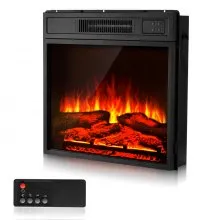 VEVOR 18in Electric Fireplace Insert Wall Recessed Heater Remote 5000BTU Black