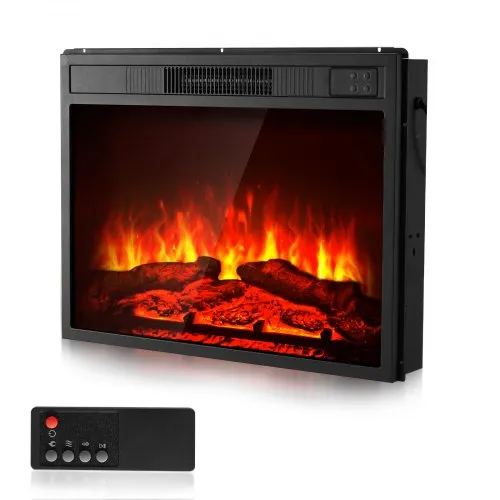 VEVOR Electric Fireplace Insert, 23 inch Recessed and Wall Mounted with Adjustable 3 Flame Brightness Levels & 24h Timer & Remote Control, Indoor Heater w/ Overheat Protection, 5000BTU Black