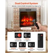 VEVOR 23in Electric Fireplace Insert Wall Recessed Heater Remote 5000BTU Black