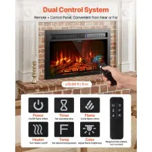VEVOR 26in Electric Fireplace Insert Wall Recessed Heater 750W 1500W Remote