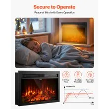 VEVOR 26in Electric Fireplace Insert Wall Recessed Heater 750W 1500W Remote