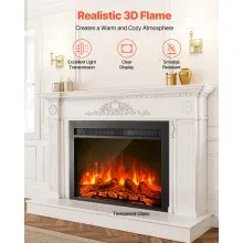 VEVOR 28.5in Electric Fireplace Insert Wall Recessed Heater 750W 1500W Remote
