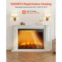 VEVOR 35in Electric Fireplace Insert Wall Recessed Heater 750W 1500W Remote