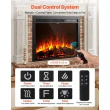 VEVOR 35in Electric Fireplace Insert Wall Recessed Heater 750W 1500W Remote