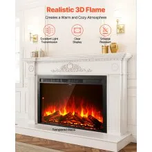 VEVOR 40in Electric Fireplace Insert Wall Recessed Heater 750W 1500W Remote