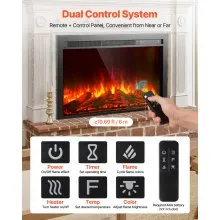 VEVOR 40in Electric Fireplace Insert Wall Recessed Heater 750W 1500W Remote