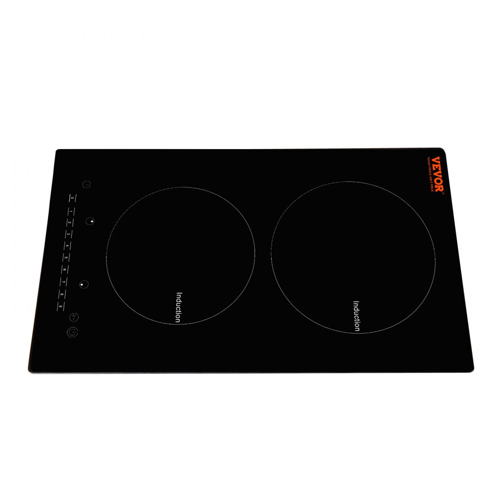VEVOR Electric Cooktop, 2 Burners, 12'' Induction Stove Top, Built-in Magnetic Cooktop 1800W, 9 Heating Level Multifunctional Burner, LED Touch Screen w/ Child Lock & Over-Temperature Protection
