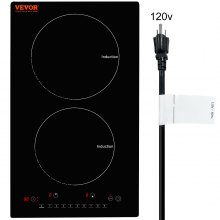 VEVOR Electric Cooktop, 2 Burners, 12'' Induction Stove Top, Built-in Magnetic Cooktop 1800W, 9 Heating Level Multifunctional Burner, LED Touch Screen w/ Child Lock & Over-Temperature Protection