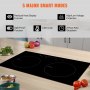 VEVOR Electric Cooktop, 2 Burners, 24'' Induction Stove Top, Built-in Magnetic Cooktop 1800W, 9 Heating Level Multifunctional Burner, LED Touch Screen w/ Child Lock & Over-Temperature Protection