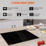 VEVOR Electric Cooktop, 4 Burners, 30'' Induction Stove Top, Built-in Magnetic Cooktop 7500W, 9 Heating Level Multifunctional Burner, LED Touch Screen w/ Child Lock & Over-Temperature Protection