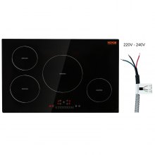 VEVOR Electric Cooktop, 4 Burners, 30'' Induction Stove Top, Built-in Magnetic Cooktop 7500W, 9 Heating Level Multifunctional Burner, LED Touch Screen with Child Lock & Over-Temperature Protection
