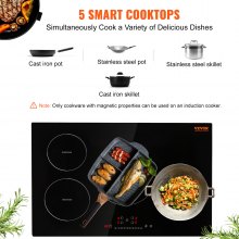 VEVOR Electric Cooktop, 4 Burners, 30'' Induction Stove Top, Built-in Magnetic Cooktop 7500W, 9 Heating Level Multifunctional Burner, LED Touch Screen w/ Child Lock & Over-Temperature Protection