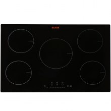VEVOR Built-in Induction Cooktop, 35 inch 5 Burners, 220V Ceramic Glass  Electric Stove Top with Knob Control, Timer & Child Lock Included, 9 Power