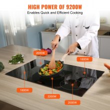 VEVOR Electric Cooktop, 5 Burners, 30'' Induction Stove Top, Built-in Magnetic Cooktop 9200W, 9 Heating Level Multifunctional Burner, LED Touch Screen w/ Child Lock & Over-Temperature Protection