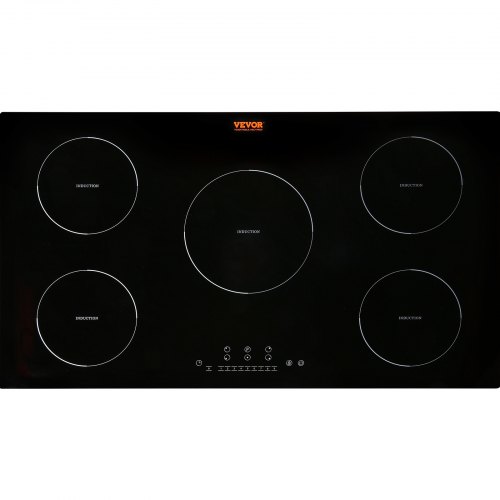 VEVOR Electric Cooktop, 5 Burners, 36'' Induction Stove Top, Built-in Magnetic Cooktop 9200W, 9 Heating Level Multifunctional Burner, LED Touch Screen w/ Child Lock & Over-Temperature Protection