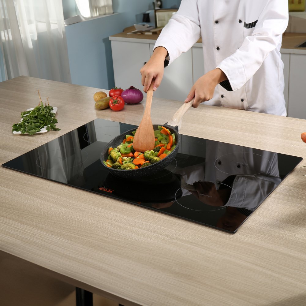 VEVOR Electric Cooktop, 5 Burners, 36'' Induction Stove Top, Built-in Magnetic Cooktop 9200W, 9 Heating Level Multifunctional Burner, LED Touch Screen w/ Child Lock & Over-Temperature Protection