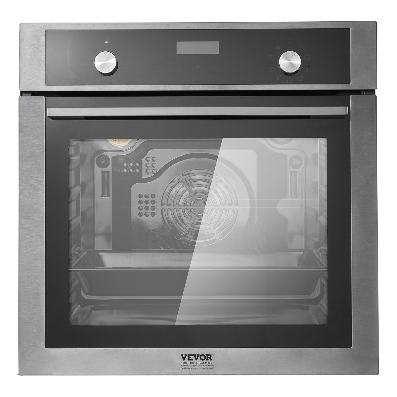 VEVOR Single Wall Oven, 24" Electric Built-in Wall Oven with 9 Cooking Functions, 2.68 Cu.Ft Electric Wall Ovens, Rapid heating to 200°C in 5min, 3550W Electric Oven with Baking Rack and Tray, Kitchen