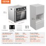 Horno de pared VEVOR, horno eléctrico empotrado de 61 cm con 9 funciones de cocción, 2,68 pies cúbicos con temporizador, 2800 W, rejilla y bandeja para hornear, para cocina.