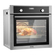 VEVOR Single Wall Oven 24" Electric Built-in Wall Oven 9 Functions 2.68 Cu. Ft