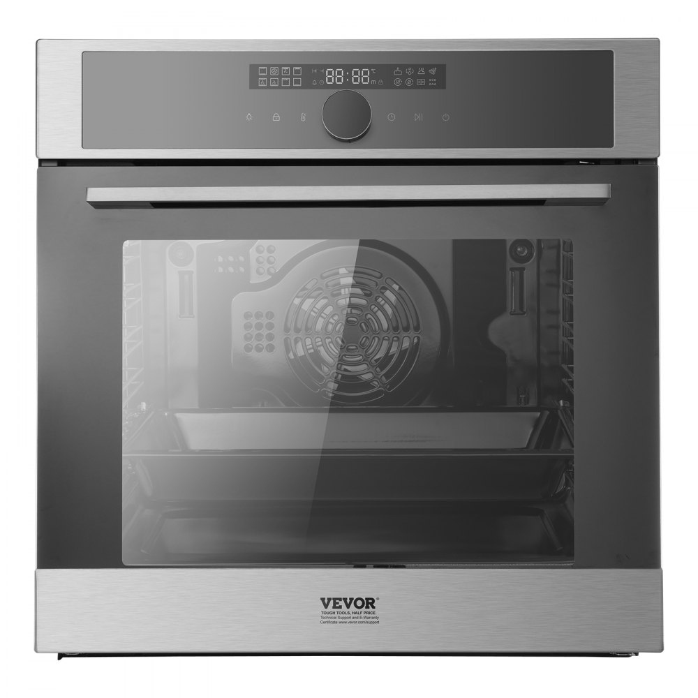 VEVOR Single Wall Oven, 24" Electric Built-in Wall Oven with 16 Cooking Functions, 2.68 Cu.Ft Electric Wall Ovens with Timer, 3150W Electric Oven with Baking Rack and Tray, for Kitchen