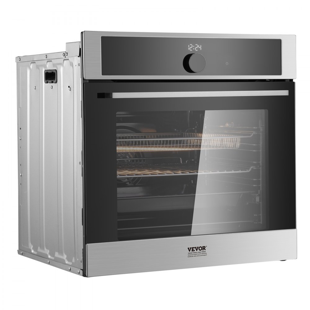 VEVOR Single Wall Oven, 24" Electric Built-in Wall Oven with 16 Cooking Functions, 2.68 Cu.Ft Electric Wall Ovens with Timer, 3150W Electric Oven with Baking Rack and Tray, for Kitchen