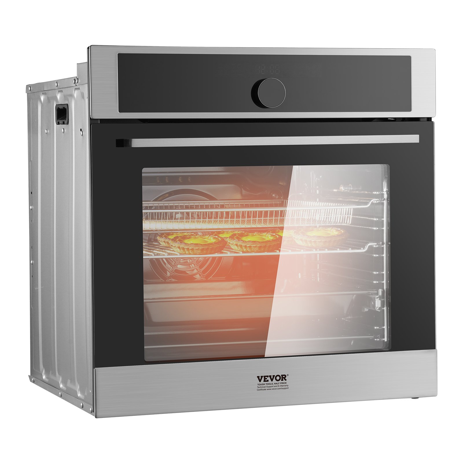 VEVOR Single Wall Oven, 24" Electric Built-in Wall Oven with 16 Cooking Functions, 2.68 Cu.Ft Electric Wall Ovens with Timer, 3150W Electric Oven with Baking Rack and Tray, for Kitchen