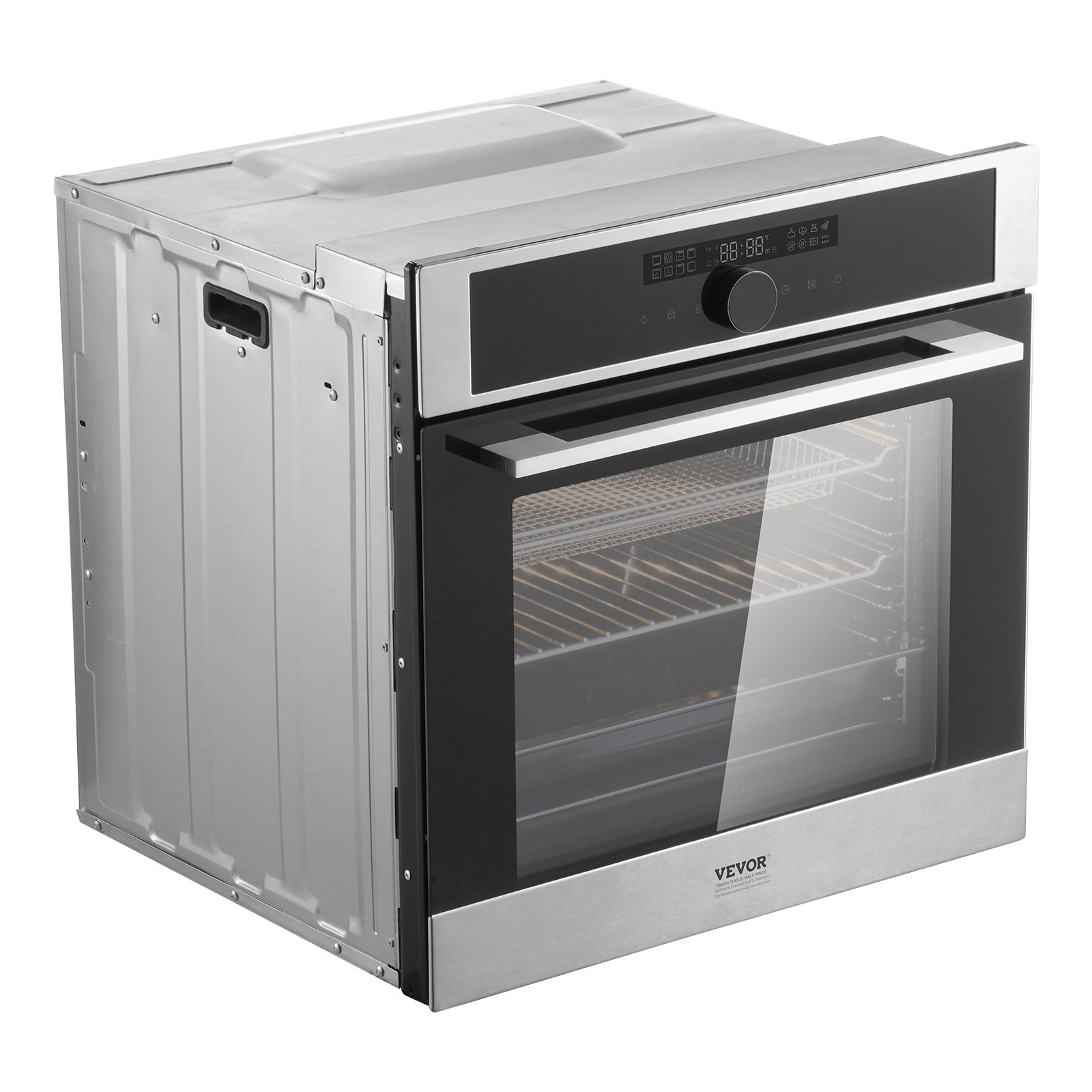 VEVOR Single Wall Oven, 24" Electric Built-in Wall Oven with 16 Cooking Functions, 2.68 Cu.Ft Electric Wall Ovens with Timer, 3150W Electric Oven with Baking Rack and Tray, for Kitchen