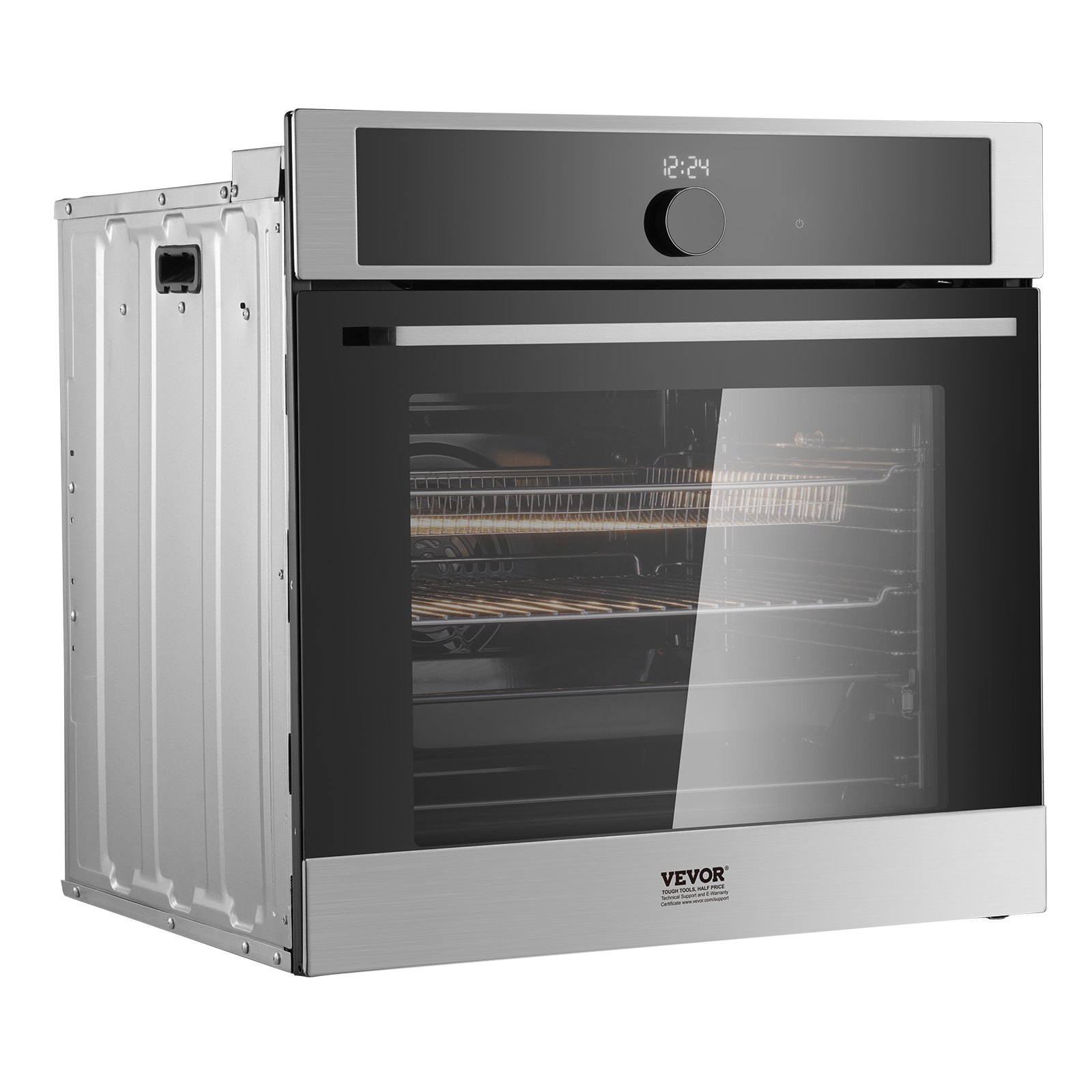 VEVOR Single Wall Oven, 24" Electric Built-in Wall Oven with 16 Cooking Functions, 2.68 Cu.Ft Electric Wall Ovens with Timer, 3150W Electric Oven with Baking Rack and Tray, for Kitchen