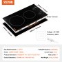 VEVOR - Placa de cocina eléctrica empotrada con vitrocerámica radiante y 2 quemadores, 20,1 x 11,6 pulgadas