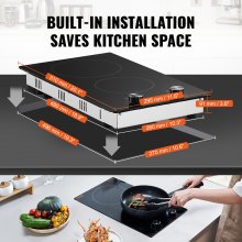 VEVOR Built-in Electric Cooktop Radiant Ceramic Cooktop 2 Burners 20.1x11.6 inch