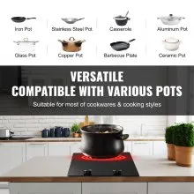VEVOR Built-in Electric Cooktop Radiant Ceramic Cooktop 2 Burners 20.1x11.6 inch