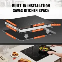 VEVOR Built-in Electric Cooktop Radiant Ceramic Cooktop 4 Burners 23.2x20.5 inch
